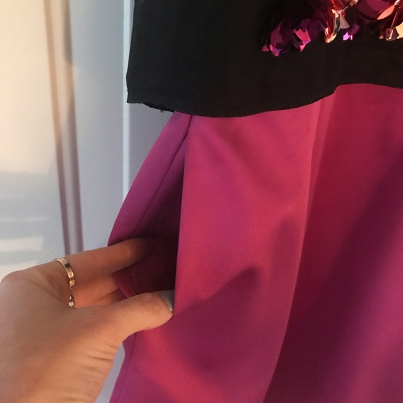 💫SOLD💫 ERIN by Erin Fetherston Black & Fuchsia Embellished Dress - Picture 6 of 8